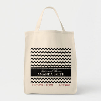 Chevron Personalized Wedding Party Tote (black) Bag