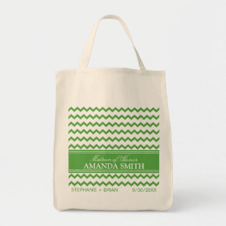 Chevron Personalized Wedding Party Tote (lime) Bag