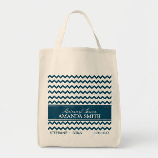 Chevron Personalized Wedding Party Tote (navy) Bag
