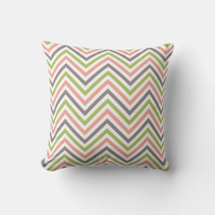 Chevron Pillow Salmon Blush Pink Beige Green