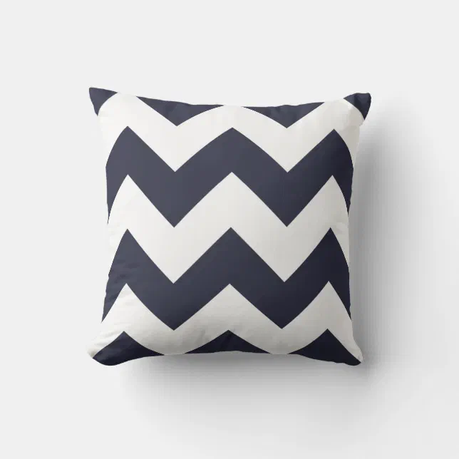 Chevron Pillow with Navy Blue Zigzag Zazzle