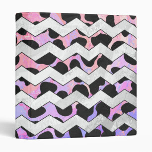 Chevron Pink and Black Dalmation Binder