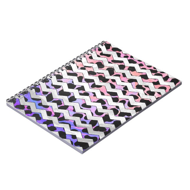 Chevron Pink and Black Dalmation Notebook (Left Side)