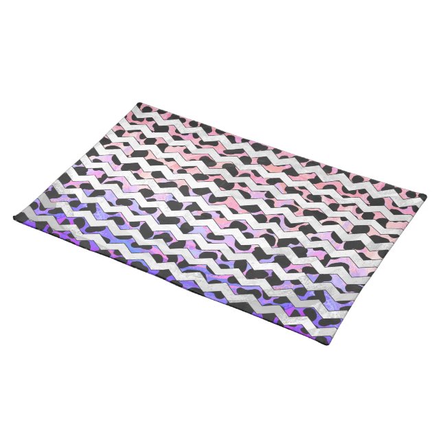 Chevron Pink and Black Dalmation Placemat (On Table)