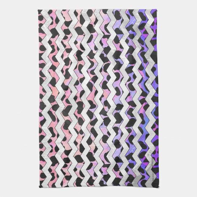 Chevron Pink and Black Dalmation Towel (Vertical)