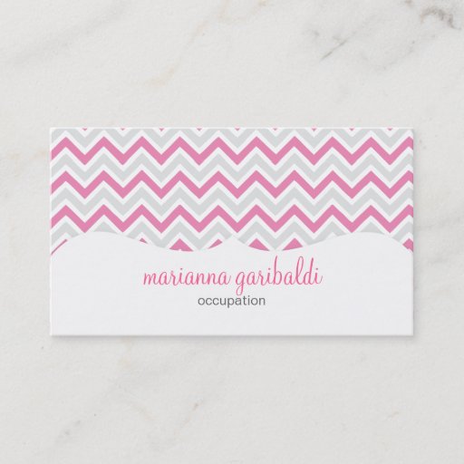 Customizable Chevron Pink and Modern Personalized Business Card