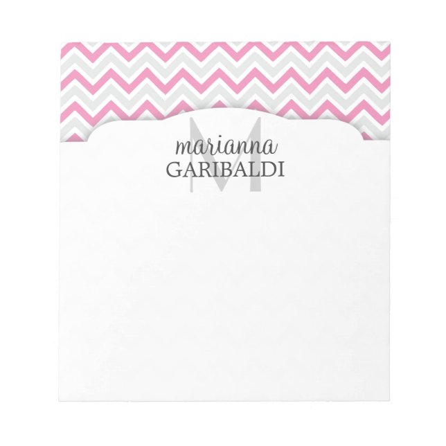 Chevron Pink and Modern Personalized Notepad (Front)
