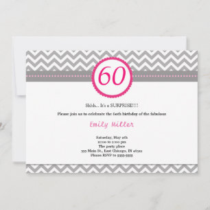 Chevron Pink Birthday Invitation