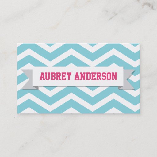 Customizable Chevron Pink Blue Custom Flag Business Card Templates