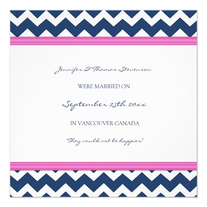 Chevron Pink Blue Elopement Announcement Cards