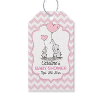 Chevron Pink Elephant Baby Shower Thank You Gift Tags