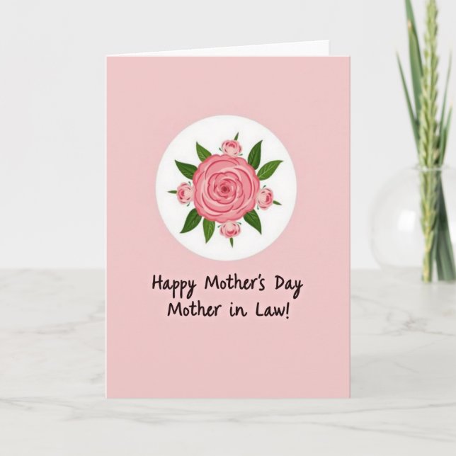 Chevron Pink Flower Bloom Card (Front)