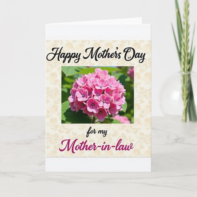 Chevron Pink Flowers Photo Card (Front)