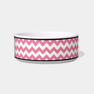 Chevron Pink Personalized Cat Bowl