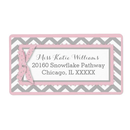 Chevron Pink Polka_dot Bow Baby Girl Label