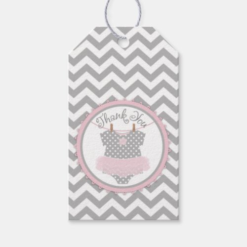 Chevron Pink Tutu Jumper Baby Shower Gift Label