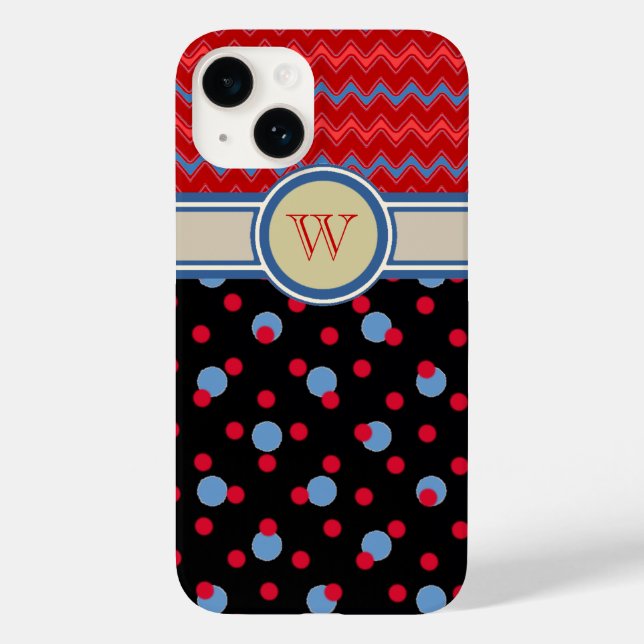 chevron & polkadots pattern girly monogram Case-Mate iPhone case (Back)