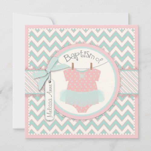 Chevron Print and Tutu Baptism Invitation