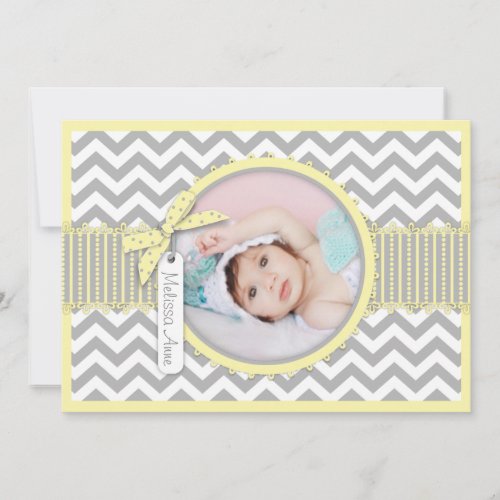 Chevron Print Birth Announcement Photo Card A7-YW