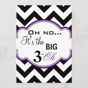 Chevron Print Dirty 30 Invites Purple