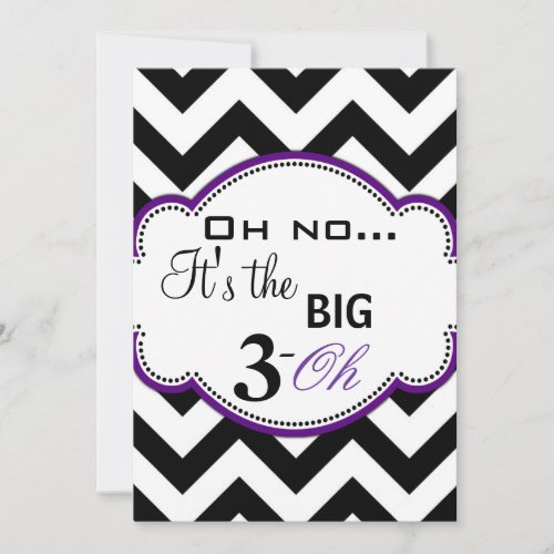 Chevron Print Dirty 30 Invites Purple
