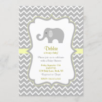 Chevron print elephant baby shower invite