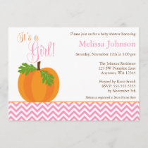 Chevron Pumpkin Fall Girl Baby Shower Invitation