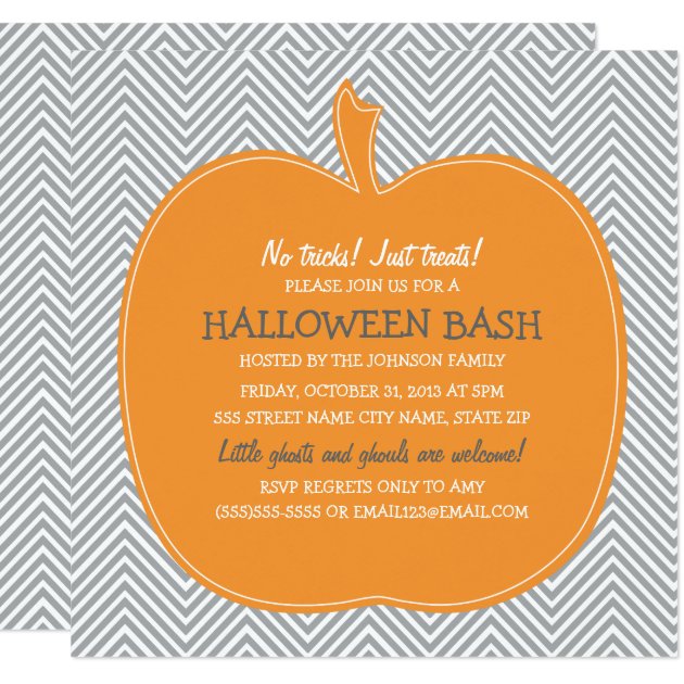Chevron Pumpkin Halloween Party Invite
