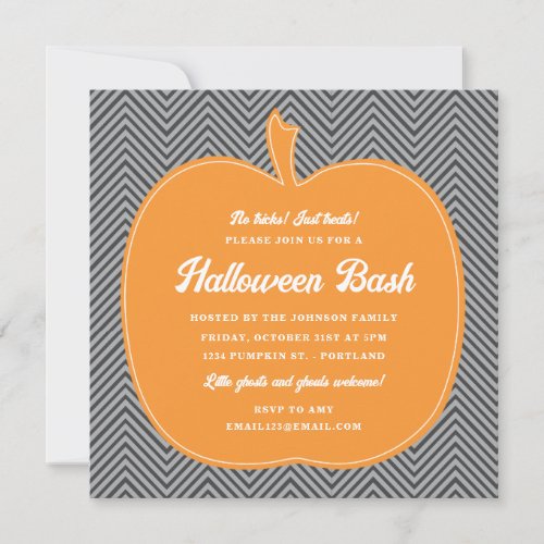 Chevron Pumpkin Halloween Party Invite