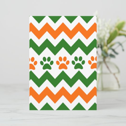Chevron Puppy Paw Prints Orange Lime Dog Lover (Standing Front)