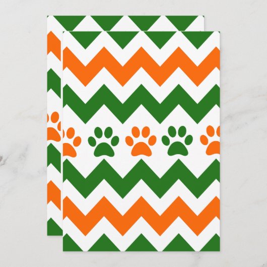 Chevron Puppy Paw Prints Orange Lime Dog Lover (Front/Back)