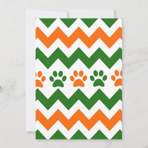 Chevron Puppy Paw Prints Orange Lime Dog Lover Personalized Announcement