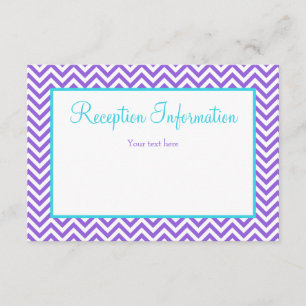 Chevron Purple Teal Blue Bat Mitzvah Reception Enclosure Card