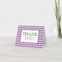 Chevron Purple & White Thank You Card