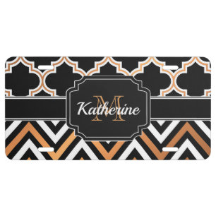 Chevron & Quatrefoil License Plate