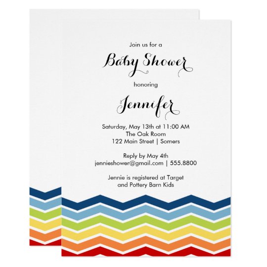 Chevron Rainbow Baby Shower Invitation Boy Or Girl Invitation