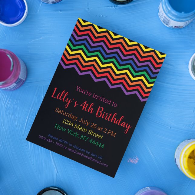 Chevron Rainbow Party Invitation, Rainbow Birthday Invitation (Creator Uploaded)