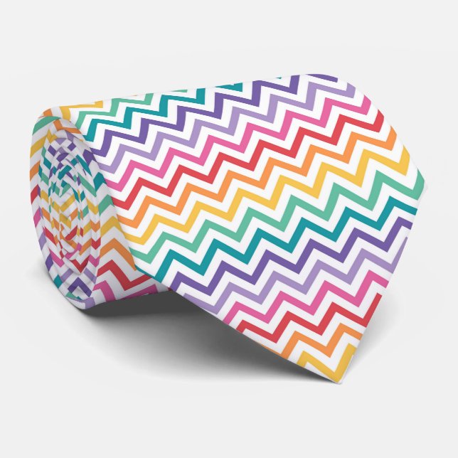 Chevron Rainbow Pattern Neck Tie (Rolled)