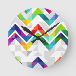 Chevron Rainbow Round Clock