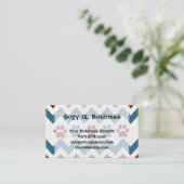 Chevron Red Blue Puppy Paw Prints Dog Lover Gifts Business Card (Standing Front)