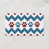 Chevron Red Blue Puppy Paw Prints Dog Lover Gifts Business Card (Back)