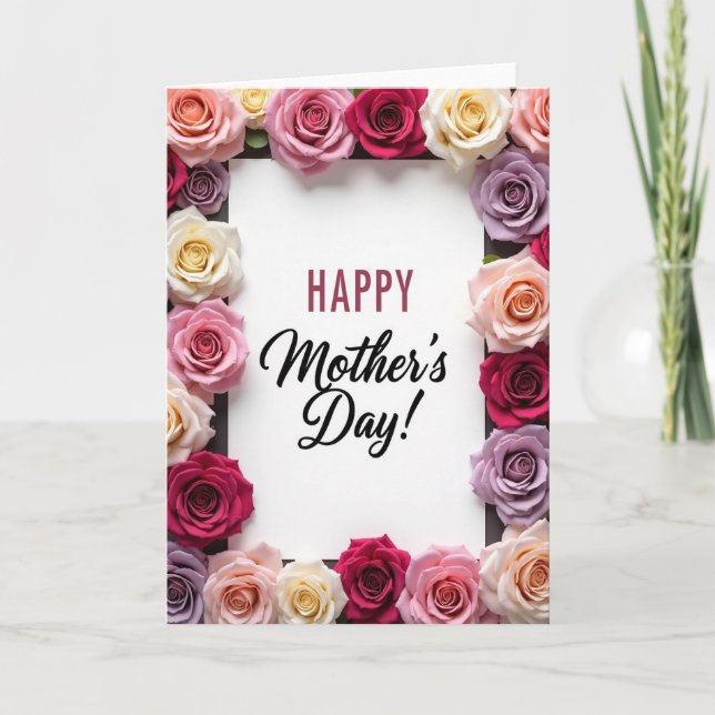 Chevron Roses Mothers Day Card (Front)