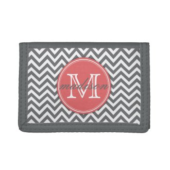 Chevron Salmon Monogramed Wallet by wrkdesigns at Zazzle