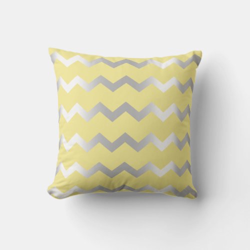Chevron Silver Gray Grey Yellow From Amalfi Stripe Throw Pillow