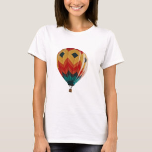 "Chevron Sky: Vibrant Hot Air Balloon in Flight T-Shirt
