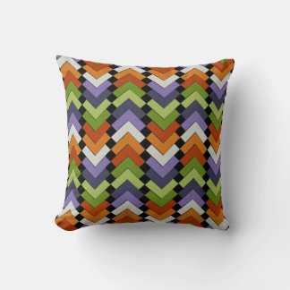 Chevron Squares in Folk Art Colors Throw Pillow