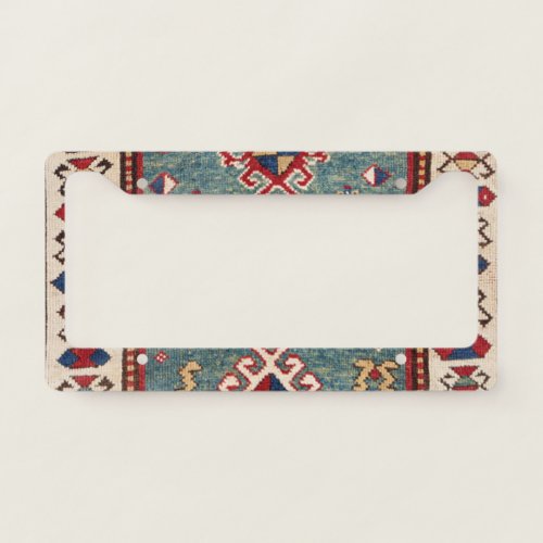 Chevron Stars  19th Century Colorful Steel Blue License Plate Frame