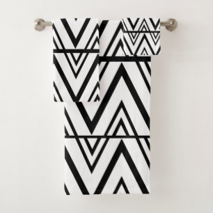 Chevron Stripe Black and White Chevron Stripe Bath Towel Set