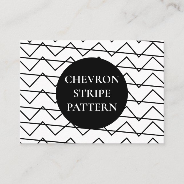 Chevron Stripe Black and White Geometric Pattern  Business Card (Front)