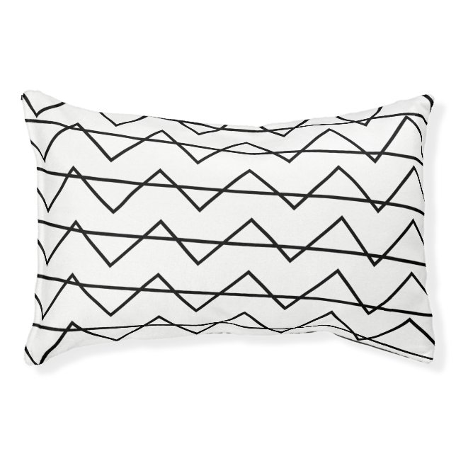 Chevron Stripe Black and White Geometric Pattern  Pet Bed (Front)